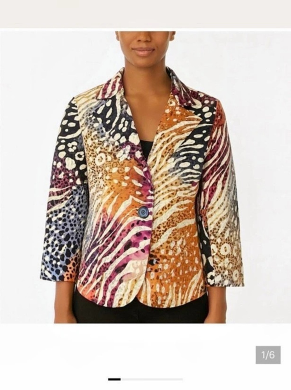 Transition Multicolor Animal Print Blazer Size 10